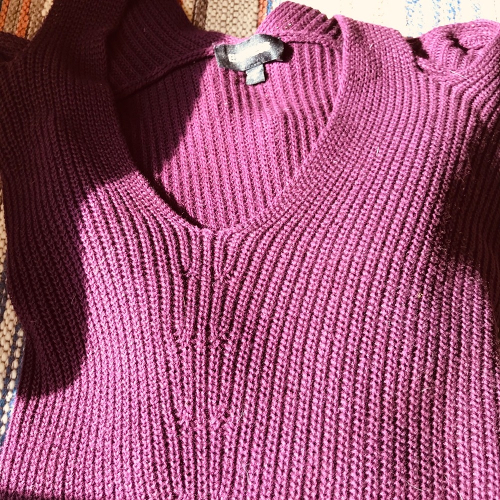 Purple cutout & off shoulder sweater